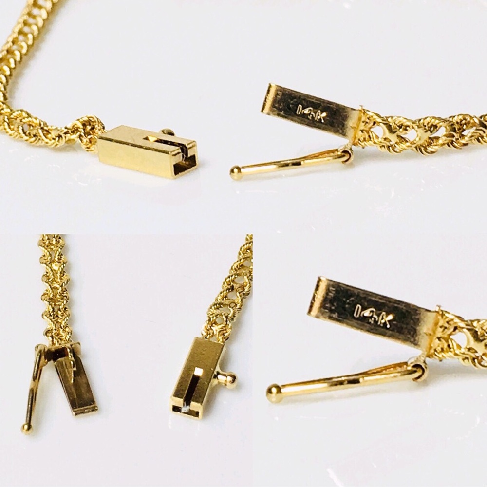 Solid 14k Gold Diamond Rope Chain Bracelet - Picture 4 of 6
